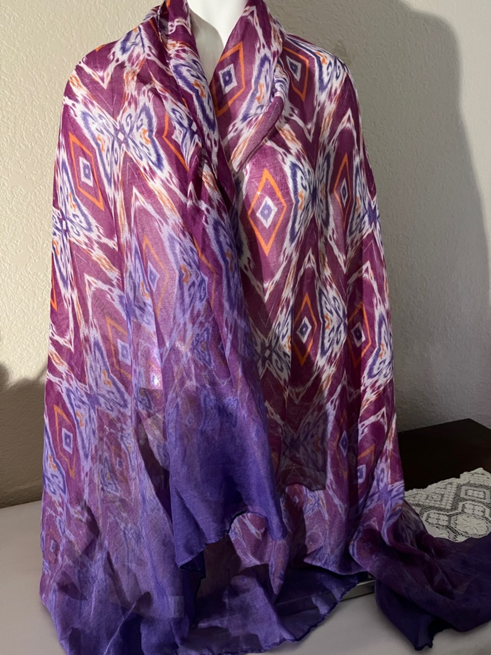 Purple Geometric Lightweight Women's Scarf & Wrap